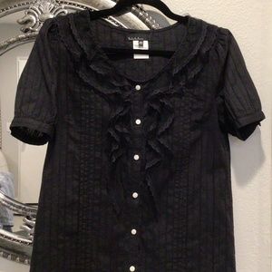 b+ab Black blouse with buttons and ruffles